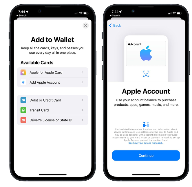 芗城苹果手机维修分享iOS 15.5钱包App如何添加 Apple 账户 